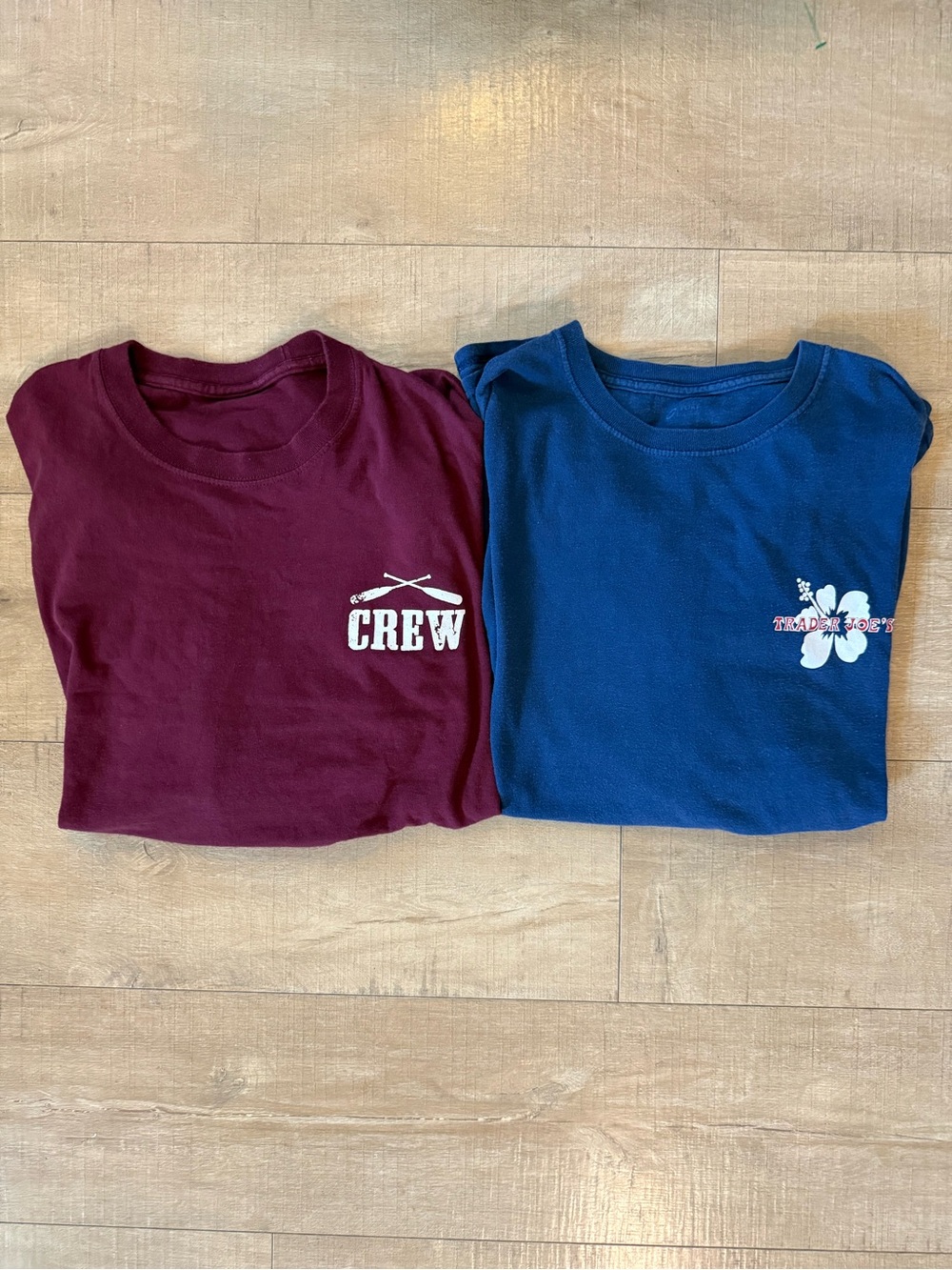 Set of 2 Trader Joe’s Men's Long Sleeve oars paddles/Hibiscus tees estimated XL